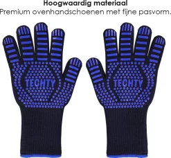 Gants Pour BBQ Et Four Gants Résistants à La Chaleur (2 Pièces) - Jusqu'à 500°C - Siliconen / Antidérapant - Extra Longs - Protection Des Bras - Résistant Aux Coupures - Double Doublure - Blauw -Fournitures De Cuisine Boutique 1200x1107 3