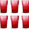 Ensemble De Verres à Eau En Plastique Design Omada, Contenu 42,5 Cl. Ils Sont Idéaux Pour Les Boissons Ou Les Long Drinks, Passe Au Lave-vaisselle, Made In Italy, Empilable, Linea Unglassy, ​​​​Couleur Rouge