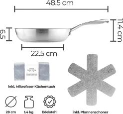 SILBERTHAL Poêle à Frire Induction 28 Cm - Poêle à Revêtement - Inox - Pour Tous Feux Et Passe Au Four -Fournitures De Cuisine Boutique 1200x1114