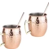 Set De 4x Tasses à Cocktail/verres à Cocktail Cuivre Moscow Mule 500 Ml Avec Pailles à Boire - Faire Des Cocktails