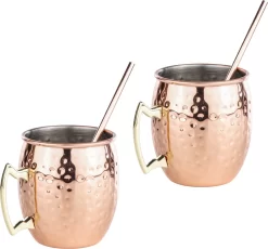 Set De 4x Tasses à Cocktail/verres à Cocktail Cuivre Moscow Mule 500 Ml Avec Pailles à Boire - Faire Des Cocktails