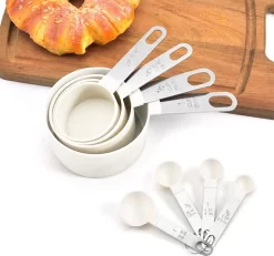 Cuillère Doseuse, Cuillère, Cuillère Doseuse, 8 Cuillères Doseuses Et Cuillères Pour La Cuisine, Lot De 4 Tasses Et 4 Cuillères Doseuses Pour La Cuisine, Pour Mesurer Les Ustensiles De Cuisine (blanc)