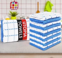 Handdoeken De 6 Essuies De Vaisselle Et 6 Tabourets De Bar, Blauw Et Wit