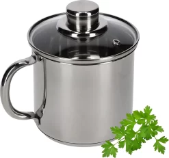 KADAX Marmite Haute Avec Couvercle En Verre Fermé, 1,2 L, Marmite En Acier Inoxydable Avec Poignée Confortable, Marmite, Couvercle Avec Trou De Vapeur, Casserole Et Va Au Lave-vaisselle (argent)