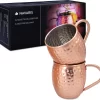Navaris Moscow Mule Cups - Set De 2 - Tasses à Cocktail - Mug Pour Moscow Mule Et Cocktails - Acier Inoxydable - 2 Tasses En Cuivre