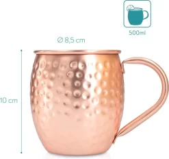 Nava® - Moscow Mule Cups Set De 4-4 X Tasses En Cuivre Pour Moscow Mule Gin Beer - Tasse à Cocktail Martelée - Tasse En Acier Inoxydable Avec Cuivre -Fournitures De Cuisine Boutique 1200x1125 4