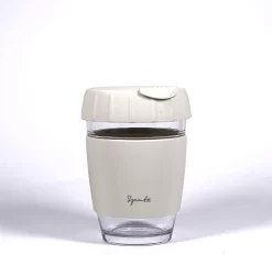 Ustensiles De Cuisine Tasse à Café En Verres à Emporter I Passe Au Lave-vaisselle Et étanche I Thé à Café, Durable En Déplacement I Tasse à Coffee à Emporter En Verre I Tasse à Café Réutilisable (350 Ml, Snow)