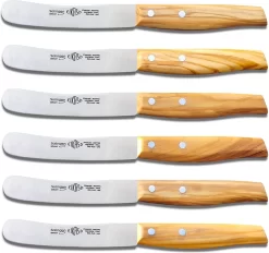 Eikaso Solingen Eikaso Couteau à Petit Déjeuner / Couteau à Beurre - Lame 11 Cm - Bois D'Olivier - 6 Pièces