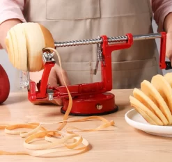 Machine à Pommes 3 En 1 Rouge - Vide-pomme, épluche-pomme Et Tranche-pomme - Trancheuse à Fruits - Trancheuse à Légumes - Extracteur De Noyaux - Machine à Fruits - Appareil De Cuisine -Fournitures De Cuisine Boutique 1200x1134