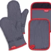 Gants De Four Coziselect, Gants Et Maniques Résistants à La Chaleur, Design Antidérapant En Silicone, Adaptés Pour La Cuisson, La Pâtisserie, Les Grillades, Gris