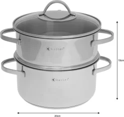 Set De 3 Pièces De Casseroles à Vapeur De Luxe - Cuiseur Vapeur En Acier Inoxydable Brillant 18/10 - Kassel ALICE 20 X 10 Cm / 3,2 L - CHROME -Fournitures De Cuisine Boutique 1200x1136 2