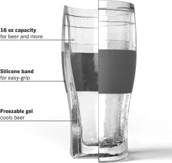 Freeze Verres à Bière, 16 Oz Congélateur Gel Refroidisseur Double Paroi Plastique Congelé US Pint (473ml/.83 UK Pint) Glas, Set De 2, Grijs -Fournitures De Cuisine Boutique 1200x1138 2