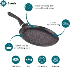 TR Goods - Poêle à Crêpes Ø25cm - Poêle à Crêpes - Olimp Zwart - Antiadhésif - Revêtement Antiadhésif - Convient Pour L'induction 7 TR Goods - Poêle à Crêpes Ø25cm - Poêle à Crêpes - Olimp Zwart - Antiadhésif - Revêtement Antiadhésif - Convient Pour L'induction -Fournitures De Cuisine Boutique 1200x1140 3