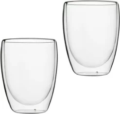 Verres à Double Paroi - Avec Cuillère à Café - Set De 2 Pièces - Cappuccino/Latte Macchiato - Verres à Thé - Verres Thermo - Verres à Thé - 350 Ml