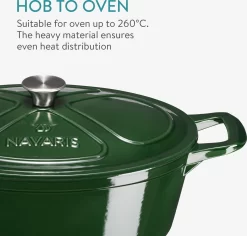Cocotte En Fonte Navaris Avec Couvercle - Faitout - Poêle émaillée - Convient Pour La Cuisson à Induction, Gaz Et électrique - Ovale - Vert Foncé -Fournitures De Cuisine Boutique 1200x1145 2