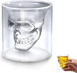 Verres à Whisky, Verre à Vodka, Verre à Vin Créatif, Verres Tête De Mort Pour Whisky, Verres à Whisky Tête De Mort, Pour Noël, Dîner, Fête, Bar, 250 Ml