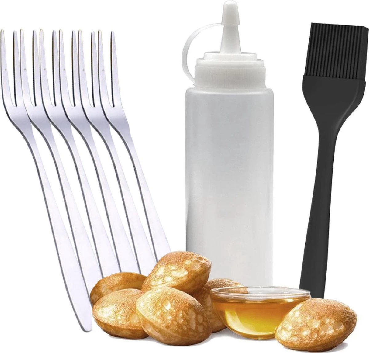 Foumt – Ensemble D'accessoires Pour Poêles Poffertjes - Flacon Doseur - Vaporisateur Poffertjes - Fourchette Poffertjes - Brosse - Brosse En Siliconen - Brosse à Pâtisserie - E-Book Poffertjes Gratuit 1 Foumt – Ensemble D'accessoires Pour Poêles Poffertjes - Flacon Doseur - Vaporisateur Poffertjes - Fourchette Poffertjes - Brosse - Brosse En Siliconen - Brosse à Pâtisserie - E-Book Poffertjes Gratuit