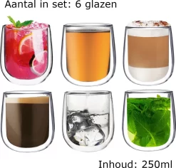 Verres à Verres à Café De Luxe à Double Paroi - Verres à Verres à Thé à Double Paroi - Verres à Cappuccino - Tasse à Cappuccino - Verres à Thé à Double Paroi - 250 Ml Lot De 6 -Fournitures De Cuisine Boutique 1200x1148 6