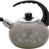 Bouilloire Sifflante Emalia Sally émail Taupe Foncé 2,2 Litres - Bouilloire - Convient à Toutes Les Sources De Chaleur, Y Compris L'induction - Design Classique