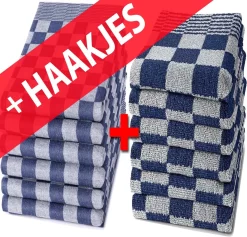 Lot De 6 Essuies De Vaisselle - Blauw - Essuie-tout - Chiffons Blocs - Essuies De Vaisselle De Restauration - Séchage Rapide - Longue Durée De Vie - 100% Katoen - 65x65cm