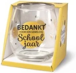 Fin D'année Scolaire - Verre à Vin - Verre à Eau - Merci Pour Une Belle Année Scolaire - Pour Professeur Et Professeur - Rempli De Chocolats Italiens Emballés - Dans Une Boîte Cadeau Avec Ruban De Couleur