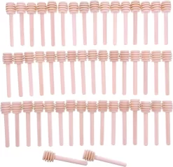 JZK 50 X Cuillère à Miel En Bois Miel Lèvre Miel Bobine Miel Bâton 8 Cm Pour Mariage Anniversaire Party De Noël Dessert Outils