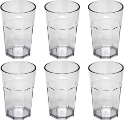 Set De Verres à Eau En Plastique Omada Design , Capacité De 42,5 Cl Ils Sont Idéaux Pour Les Boissons Ou Les Long Drinks, Passe Au Lave-vaisselle, Made In Italy, Empilable, Linea Unglassy, ​​Couleur Transp