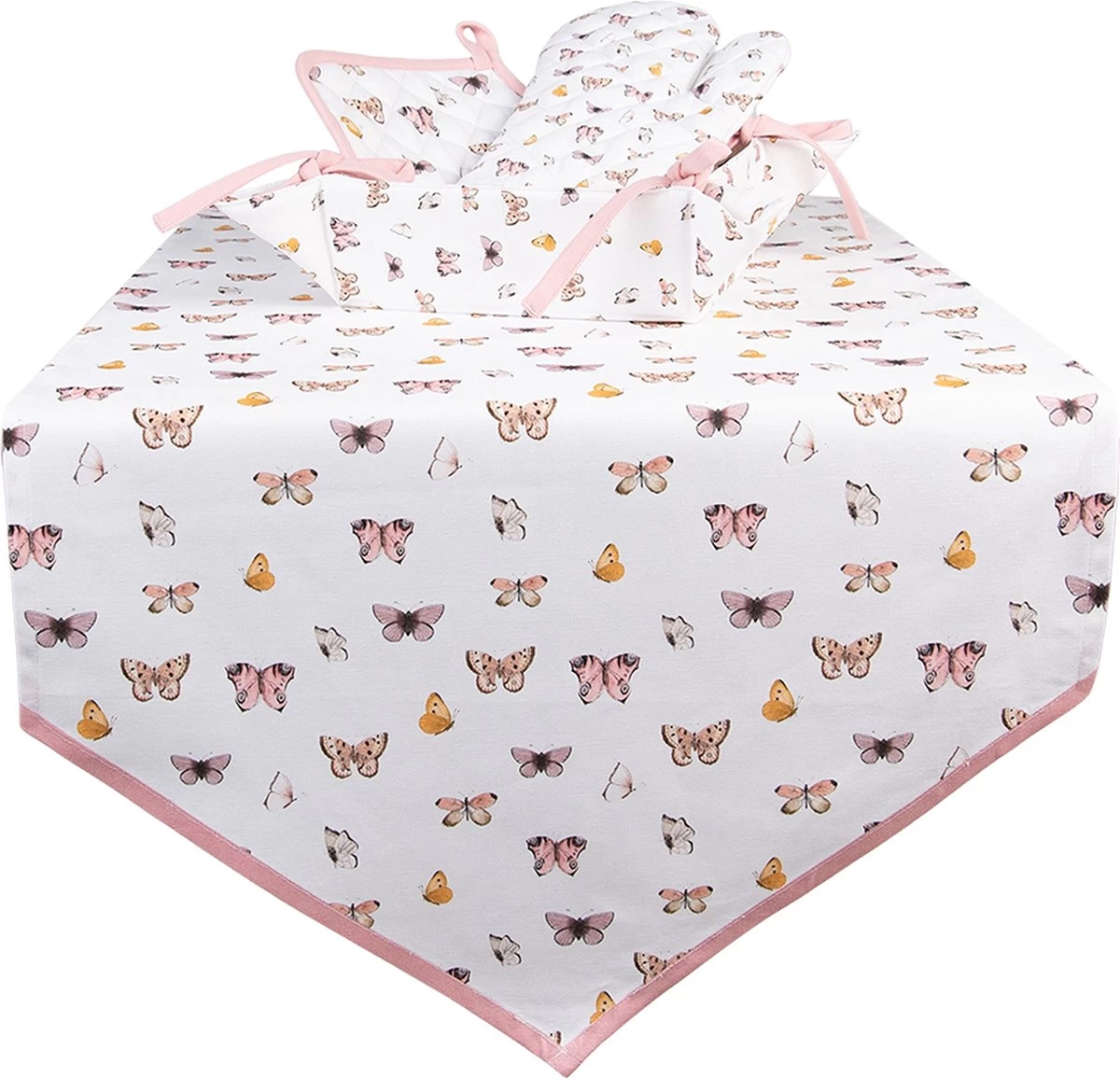 Clayre & Eef Pot 20x20 Cm Beige Rose Katoen Papillons Vidange Cache-pot Aide à La Vidange 4 Clayre & Eef Pot 20x20 Cm Beige Rose Katoen Papillons Vidange Cache-pot Aide à La Vidange – Image 4