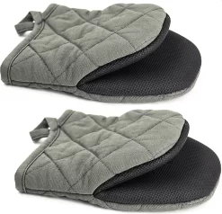 Topsky Manique, Gants De Manique, Gants De Four Résistants à La Chaleur, Gants De Four à Micro-Ondes, Néoprène Résistant à La Chaleur, Coton, Surfaces, Antidérapants, Gants De Four Courts, 1 Paire (Gris)