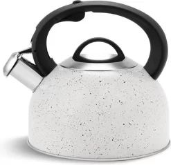 Edënbërg Classic Line - Bouilloire Sifflante De Luxe 2,5 Litres - Acier Inoxydable - Blanc