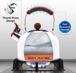 Bouilloire à Induction, Bouilloire à Sifflet Pour Tous Types De Feux, Bouilloire à Thé En Acier Inoxydable Camping Avec Manche En Bois, Manche Cool Touch, Théière Vintage 2,3 Litres, Blanc 7 Bouilloire à Induction, Bouilloire à Sifflet Pour Tous Types De Feux, Bouilloire à Thé En Acier Inoxydable Camping Avec Manche En Bois, Manche Cool Touch, Théière Vintage 2,3 Litres, Blanc -Fournitures De Cuisine Boutique 1200x1161 2