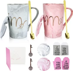 Tasses à Café Mr Et Mrs, Tasse En Céramique Marbrée 420 Ml, Coffret Cadeau Tasse à Café, Cadeau De Mariage Pour Couple, Mariée Et Marié, Mariage, Fiançailles, Anniversaire, Saint Valentin