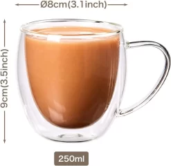 Ensemble De Tasses à Café En Verre à Double Paroi, Verres Isothermes En Verre Transparent Avec Poignées Pour Boissons Chaudes Ou Froides, Par Exemple Café, Latte, Mochiatto, Thé, Ensemble De 4, 250 Ml -Fournitures De Cuisine Boutique 1200x1166 5