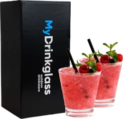 MyDrinkglass Verres à Cocktail En Plastique Las Vegas | Verres à Cocktail En Plastique | 2 Pièces | Ensemble à Cocktail | Verres En Plastique | Zero Gaspillage | Réutilisable | Glas à Cocktail Incassable| 330 Ml |