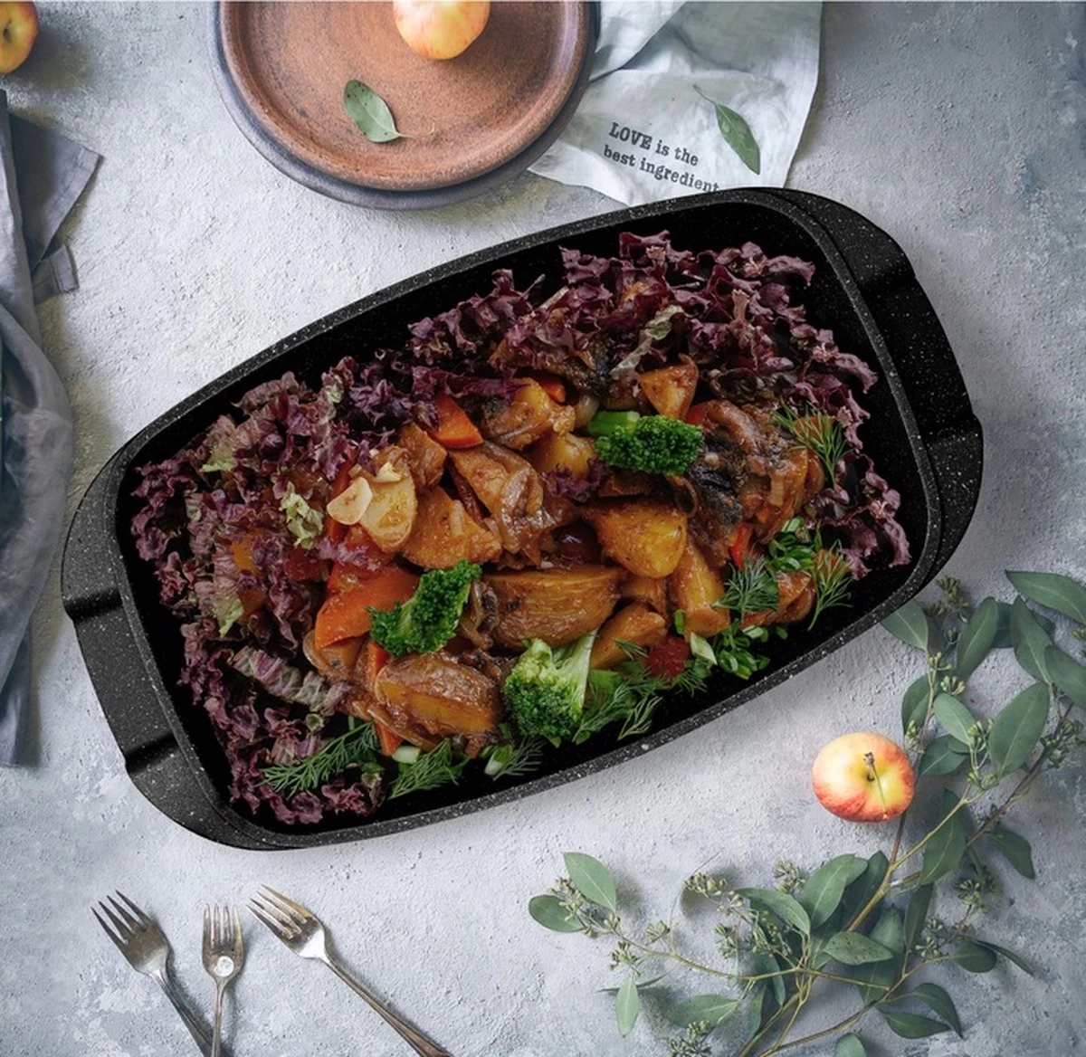 Casserole En Aluminium Meyerhoff Avec Couvercle En Verre Et Aromatiseur 6L MH-D15 Noir - 39 X 22,5 X 18 Cm - Revêtement Antiadhésif Aspect Marbre 4 Casserole En Aluminium Meyerhoff Avec Couvercle En Verre Et Aromatiseur 6L MH-D15 Noir - 39 X 22,5 X 18 Cm - Revêtement Antiadhésif Aspect Marbre – Image 4