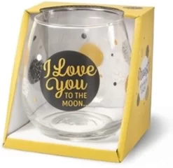 Verre à Vin - Verre à Eau - Je T'aime Jusqu'à La Lune - Rempli De Bonbons Sorini Italiens Emballés - Dans Une Boîte Cadeau Avec Ruban Coloré