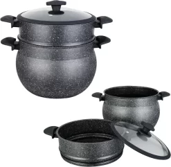 Poêle à Couscous Royal Swiss - Couscoussier - Cuiseur Vapeur - 4L - Toutes Sources De Chaleur - Aluminium Recouvert De Pierre - Couvercle En Verres - NOIR 6 Poêle à Couscous Royal Swiss - Couscoussier - Cuiseur Vapeur - 4L - Toutes Sources De Chaleur - Aluminium Recouvert De Pierre - Couvercle En Verres - NOIR -Fournitures De Cuisine Boutique 1200x1170 5