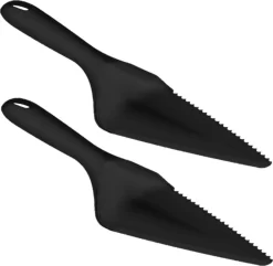 Set De 2x Couverts à Gâteaux / Couteaux à Gâteaux Noirs En Plastique 27,5 X 8 Cm - Couverts - Découpe Et Service De Gâteaux