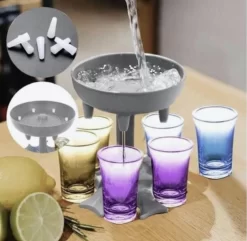 Fontaine à Shot Avec 6 Verres à Shot Bouchons Colorés Et Anti-fuites - Machine à Shot - Distributeur à Shot - Verseur - Shot - Verres à Shot - Distributeur - Boisson - Fête -