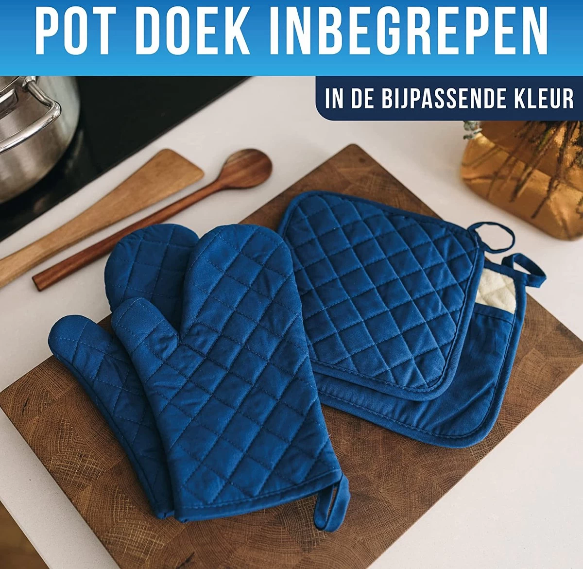 LauterSchutz® Gaines De Gants De Four Et Maniques Dans Un Ensemble - En Coton Recyclé De Différentes Couleurs (Grün) 5 LauterSchutz® Gaines De Gants De Four Et Maniques Dans Un Ensemble - En Coton Recyclé De Différentes Couleurs (Grün) – Image 5