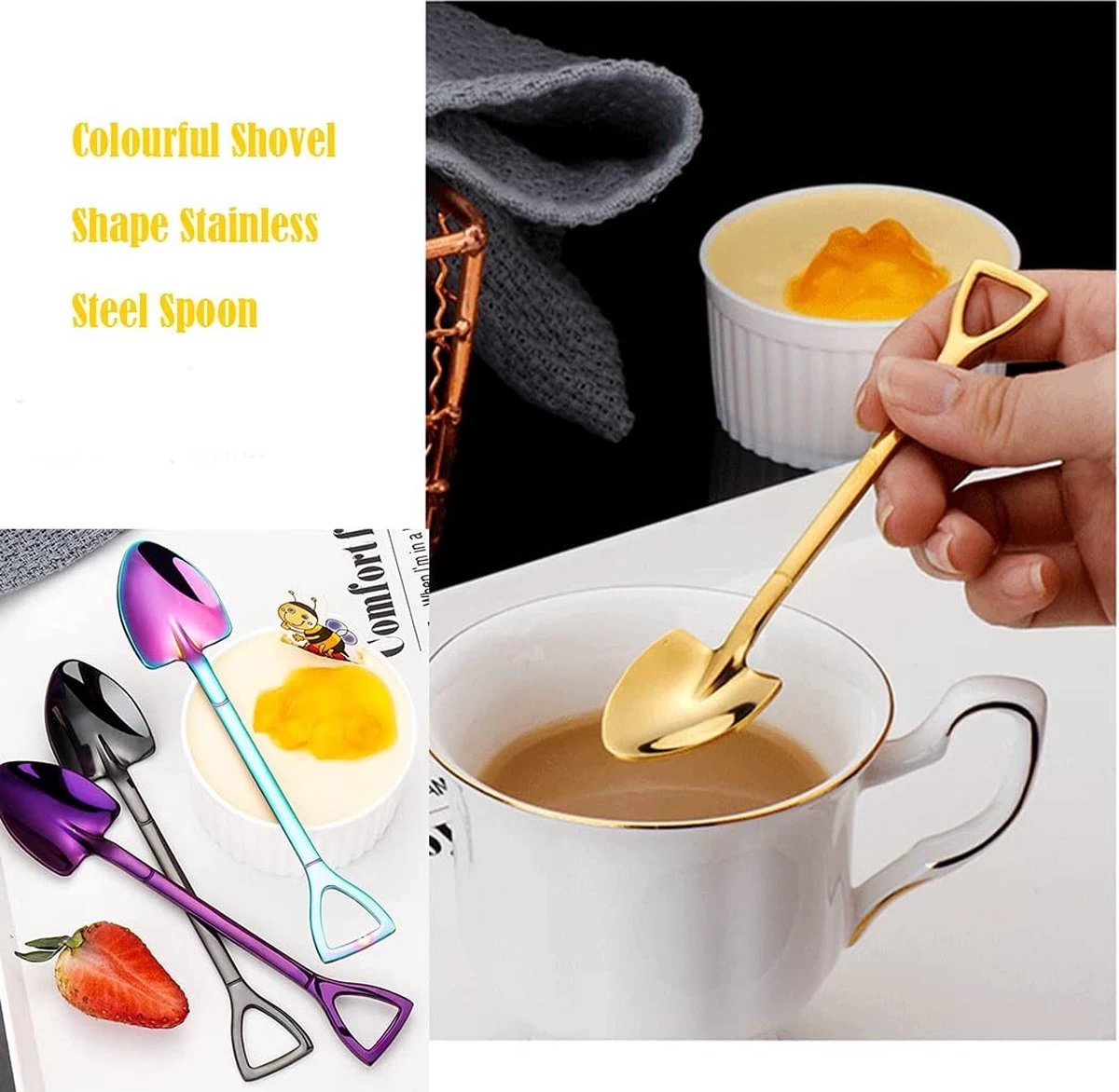 Rolin Roly Set De 7 Cuillères à Mélanger En Acier Inoxydable En Forme De Cuillère, Cuillère à Dessert Colorée, Cuillère à Latte Arc-en-ciel Pour Café Au Lait, Dessert Expresso 2 Rolin Roly Set De 7 Cuillères à Mélanger En Acier Inoxydable En Forme De Cuillère, Cuillère à Dessert Colorée, Cuillère à Latte Arc-en-ciel Pour Café Au Lait, Dessert Expresso – Image 2