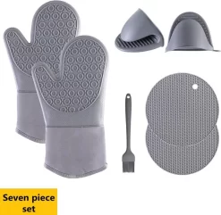 TDR - Gants En Silicone Isolants Thermiquement Extra Longs Pour La Cuisson Et La Cuisson - Ensemble Complet 7 Pièces - Gris -Fournitures De Cuisine Boutique 1200x1173 8