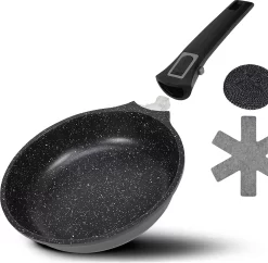 Poêle à Frire DIVORY Grande 28cm I Poignée Amovible, Induction, Enrobée, Aluminium - Poêle à Frire Grande + Protège-casserole - Poêle à Induction