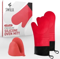 SWILIX De Gants De Four 2 Pièces - Gants De Four - Gant De Four En Siliconen - Gant De BBQ - Extra Long - Rouge -Fournitures De Cuisine Boutique 1200x1175 10