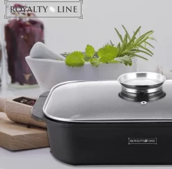 Royalty Line Casserole - 6,9 Litre - Casserole - 34 Cm - Casserole Induction Pour Toutes Sources De Chaleur - Sans Four - Avec Bouton Aroma Et Couvercle En Verres - Zwart -Fournitures De Cuisine Boutique 1200x1175 2