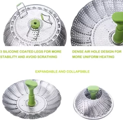 Cuiseur Vapeur En Acier Inoxydable, Cuiseur Vapeur Réglable Avec Poignée Coulissante, Pour Fruits Et Légumes, Panier Pliable, Inox, Va Au Lave-vaisselle, Nourriture Pour Bébé (14-23 Cm) -Fournitures De Cuisine Boutique 1200x1176 1