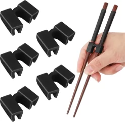 5 Pièces Porte-baguettes Pratique - Vaisselle à Sushi - Baguettes - Baguettes Réutilisables - Durable - Chopstick Trainers - Noir Chopsticks Helper