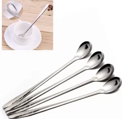 Cuillères Latte Macchiato - Cuillères à Yaourt, Dessert Ou Café Longues En Acier Inoxydable - KELERINO. - Ensemble De 4 Pièces