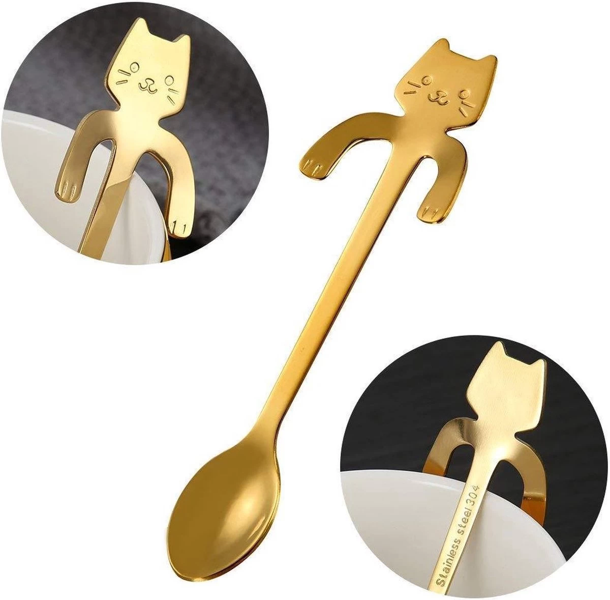 Cuillère à Café I Cuillère à Thee I Cuillère à Café I Petite Cuillère I Cuillère Animal I Acier Inoxydable I Or I Chat 1 Cuillère à Café I Cuillère à Thee I Cuillère à Café I Petite Cuillère I Cuillère Animal I Acier Inoxydable I Or I Chat