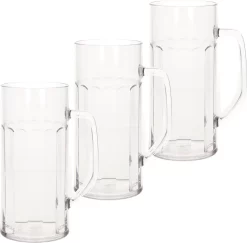12x Chope à Bière Incassable Plastique Transparent Nervuré 56 Cl / 560 Ml - Verres à Bière Incassables